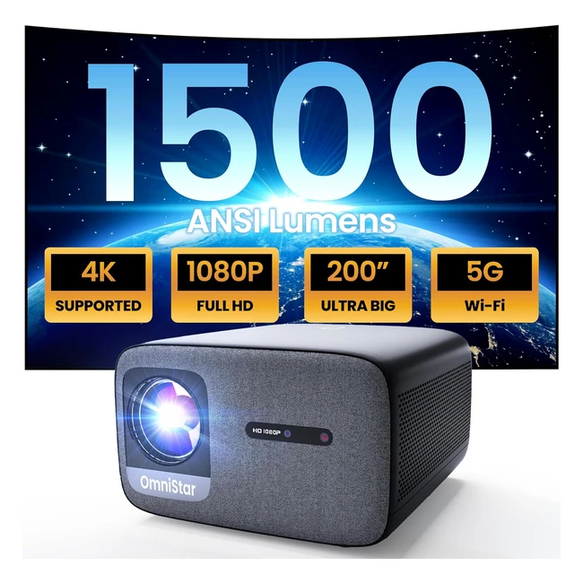 Proiettore Omnistar L80 Full HD 1500 ANSI Lumens 1080p Wifi Bluetooth 4K Auto Fo