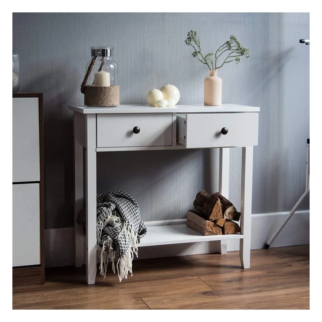 Vida Designs Windsor Console Table - 2 Drawer White - H 74 x W 80 x D 30 cm