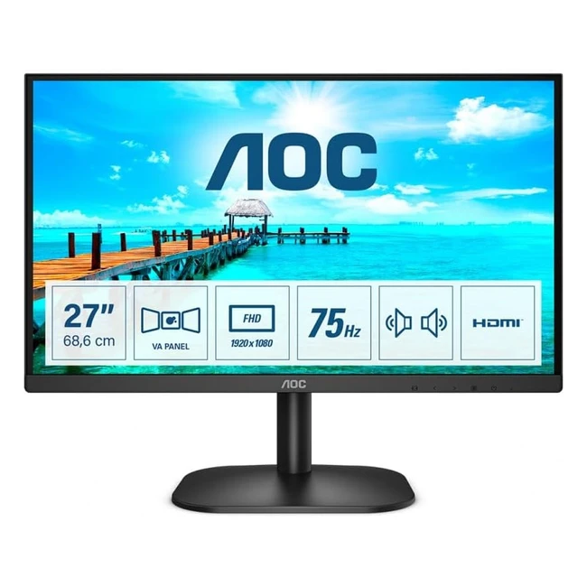AOC 27B2AM 27-inch FHD Monitor VA Frameless Design 1920x1080 75Hz HDMI VGA