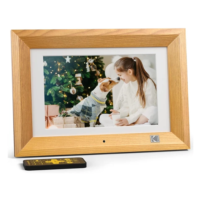 Cornice Digitale Kodak 10 Pollici IPS 8GB Memoria Legno Telecomando Foto Video Musica