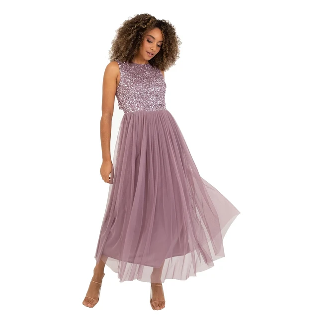 Maya Deluxe Damen Brautjungfernkleid Bessen 42 - Pailletten  Tll - Hochzeit G