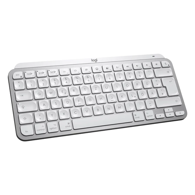 Logitech MX Keys Mini für Mac Kompakte Bluetooth Tastatur mit Hintergrundbeleuchtung USBC Taktile Typisierung Kompatibel mit Apple MacOS iPadOS Metallgehäuse Hellgrau