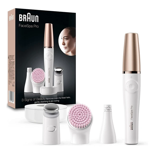 Braun FaceSpa SE912 - All-in-One Facial Beauty Device with Hair Removal, Cleansing, Toning - Wet & Dry - White/Bronze