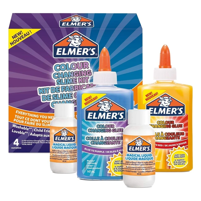 Elmers Colour Changing Slime Kit - UV Activated Glue - 4 Piece Set