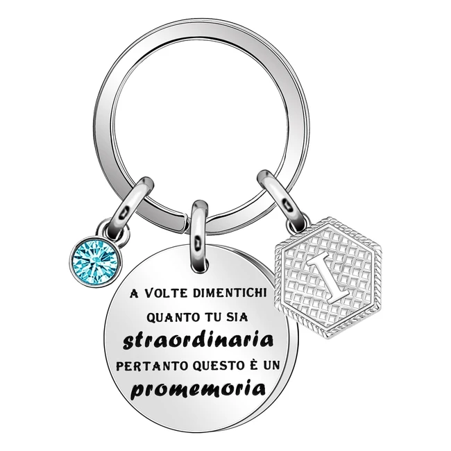 Portachiavi Argento AZ 26 Lettera Iniziale - Promemoria per Figlia Sorella Ami