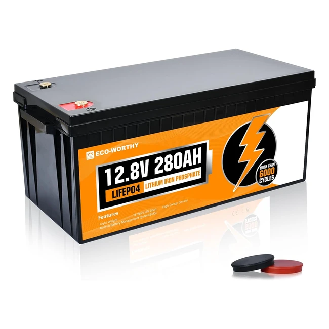Batera de Litio ECO-WORTHY 12V 280Ah LiFePO4 con BMS - Ms de 6000 Ciclos Pro