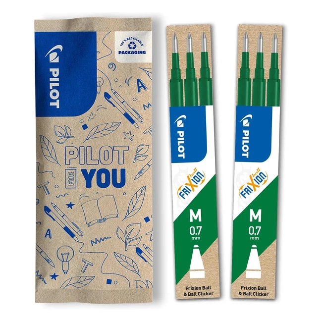 Pilot Frixion Gel Rollerball Pen Refills 07mm 6er Pack Grn Erasable Ink