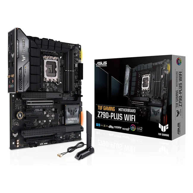 ASUS TUF Gaming Z790Plus WiFi Mainboard Intel Z790 LGA 1700 ATX PCIe 50 M2 161 DRAM DDR5 25 GB Ethernet WiFi 6E USB 32 Gen 2x2 Type C Thunderbolt USB4 Aura Sync AEMP II