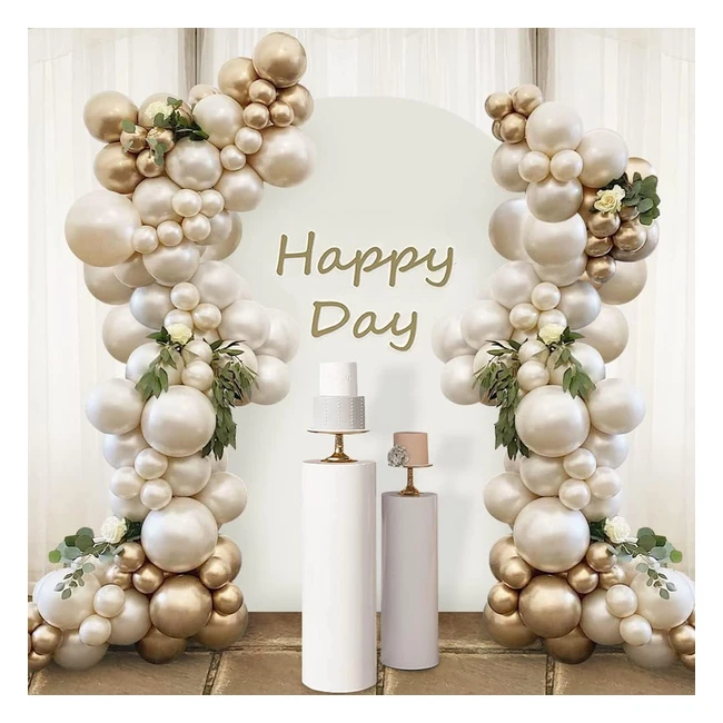Kit Arco Palloncini Beige 153pcs - Ghirlanda Palloncini Albicocca Bianco Oro - C
