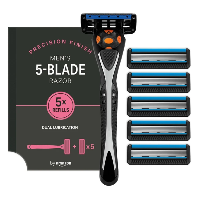 By Amazon Mens 5 Blade Razor  6 Refills  Close Shave FlexPro Technology Vit