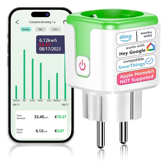 Enchufe Inteligente Surfou Vesync App Alexa Wifi Control Remoto 16A