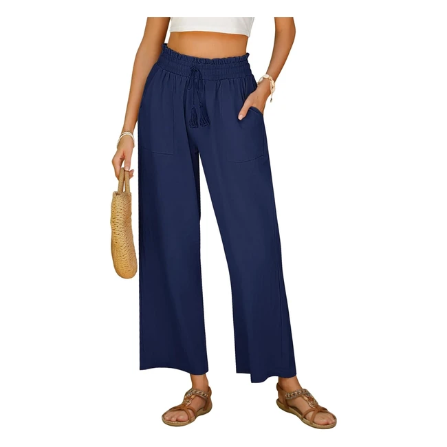 Pantaloni Donna Cotone Estivi Eleganti Tasche Gamba Dritta - Voqeen