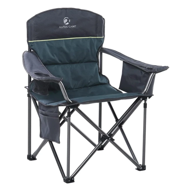 Alpha Camp Portable Folding Oversized Camping Chair with Cooler Bag - Heavy Duty