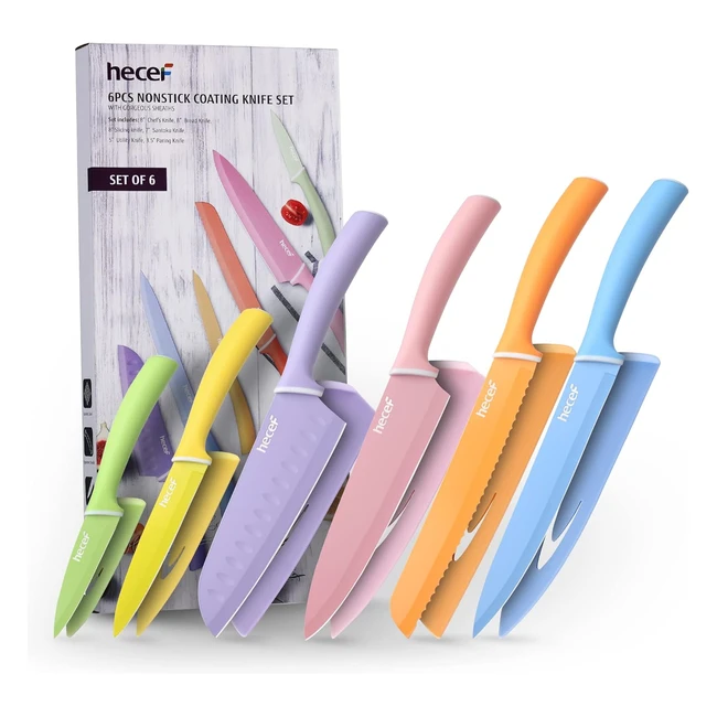 Juego de Cuchillos de Cocina Profesional Hecef 6 Piezas - Acero Inoxidable - Afi