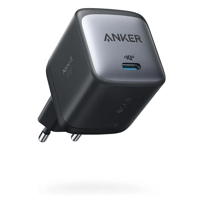 Chargeur Anker Nano II USB-C 65W Charge Rapide MacBook Pro/Air Galaxy S20/S10 iPhone 12 Mini iPad Pro Pixel Noir