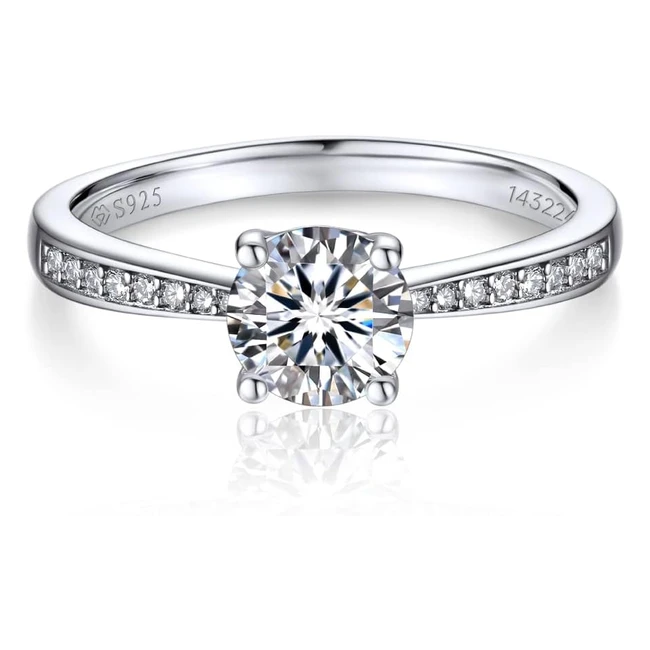 Anello Fidanzamento Donna 1 Carato Moissanite Diamante Argento 925 - Promessa co