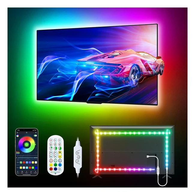 Daymeet TV LED Lights 4m RGB Backlight for 32-75 inch TV - Music Sync - RemoteA