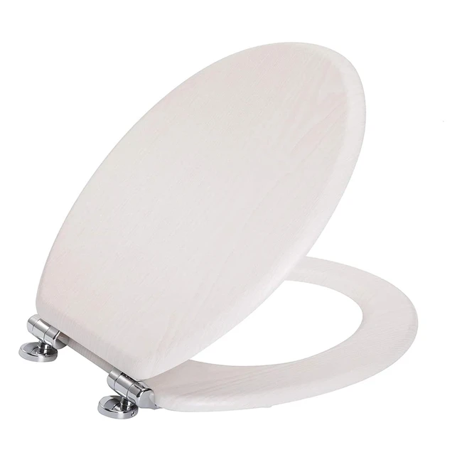 Angel Shield Antibacterial Soft Close Toilet Seat - White Oak - Quick Release Adjustable Hinges
