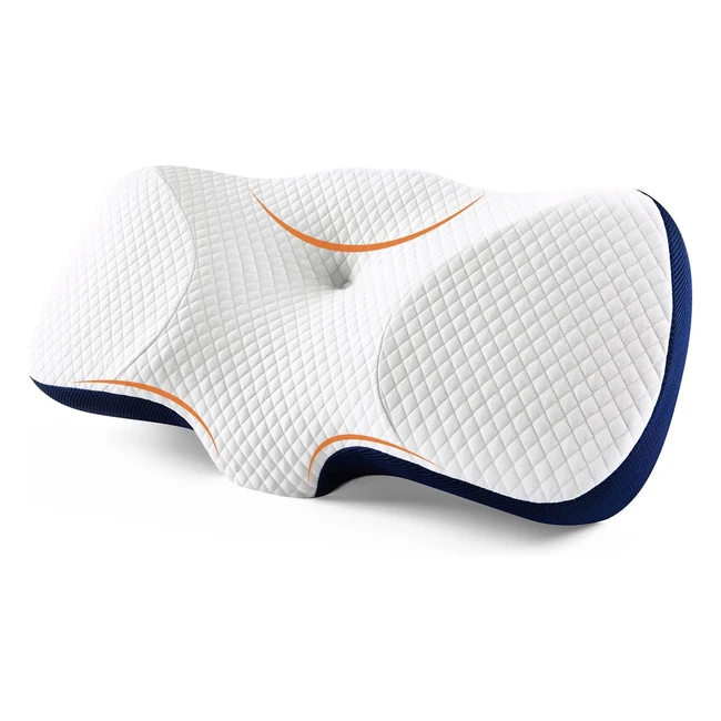 Almohada Sweetnight Viscoelástica 67x35cm Alto 12-85cm Ergonómica Funda Lavable Blanco Azul Marino