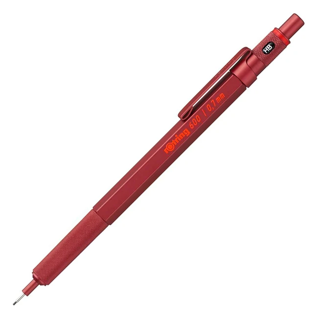 Rotring 600 Mechanical Pencil 07mm Red Allmetal Body - Hexagonal Barrel  Nonsli