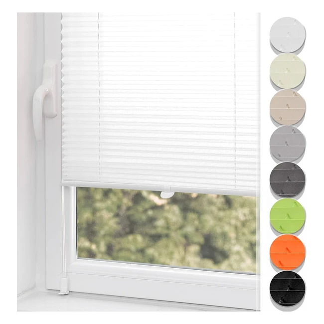 Buseu Plissee-Rollo 85x180cm BxH - Wei lichtdurchlssig ohne Bohren - Sch