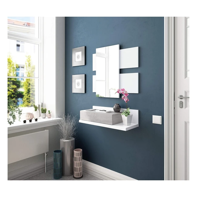 Mobile Ingresso Grigio Con Cassetto E Specchio - Dmora CM 75 x 90 x 29