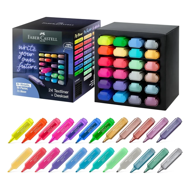 Faber-Castell 254602 Highlighter Set 24-teilig Platzdecke mit allen Neon-, Pastell- und Metallic-Farben