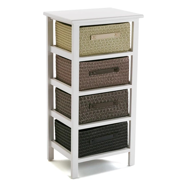 Mobile bagno Versa Gavle con 4 cassetti - 73x28x37 cm - Legno e Poliestere - Mar