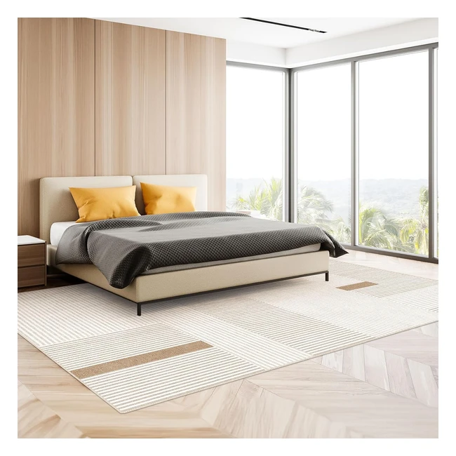 Homfine Alfombra Moderna 160x230cm Beige Pelo Corto Suave y Antideslizante