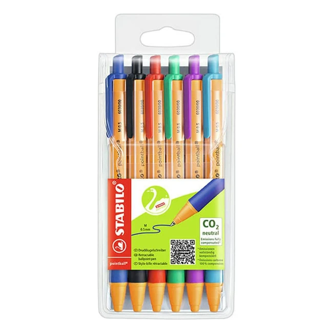 Stabilo Pointball Kugelschreiber 6er Pack Rot Blau Schwarz Grn Trkis Lila