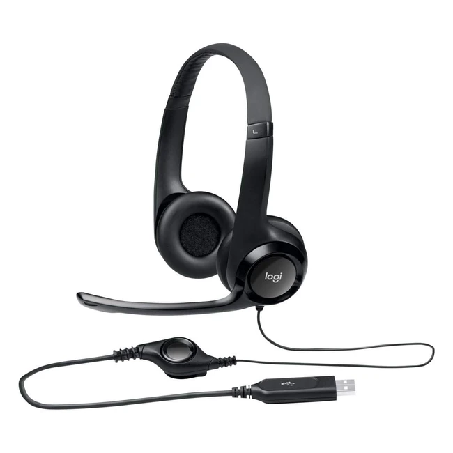 Logitech H390 Headset mit Mikrofon Stereo-Headset Rauschunterdrückung USB-Anschluss 223cm langes Kabel Gepolsterter Kopfbügel und Ohrpolster PC Mac Laptop