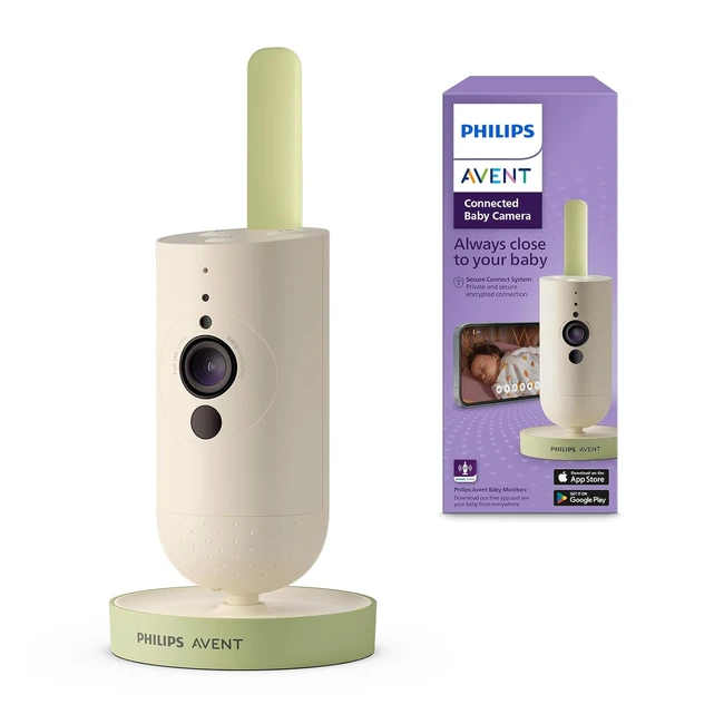 Philips Avent Babykamera mit App, sicher verschlüsselt, Audio, 2x Zoom, Nachtsicht, Vox, Intercom, Schlaflieder, Modell SCD64326