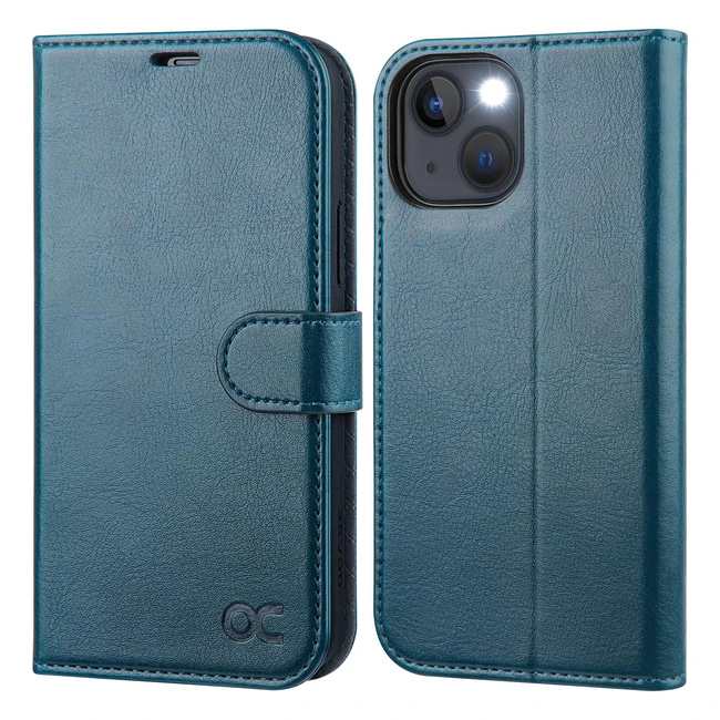 iPhone 13 Mini Wallet Case - Premium PU Leather - RFID Blocking - Peacock Blue