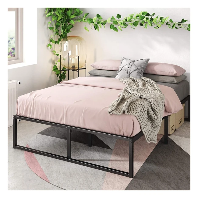 Zinus Lorelai Single Bed Frame 90x190 cm 36 cm Height with Underbed Storage Metal Platform Bed Black