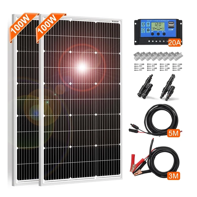 Panel Solar Dokio 100W 18V Monocristalino - Referencia 200W - Carga Batera 12V