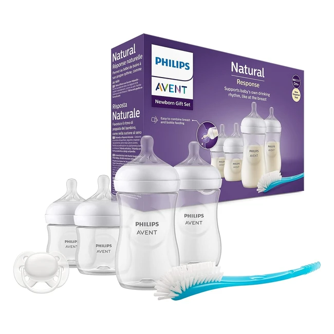 Philips Avent Baby Bottle Newborn Gift Set - 4 Bottles Pacifier Brush - Model 