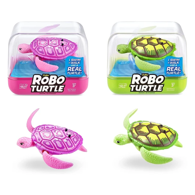 Lot de 2 Tortues Robotiques Robo Turtle Vert et Rose - Nage dans 5 Directions