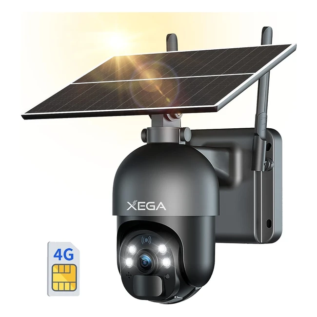Xega 3G4G LTE Security Camera No Wifi 2K Super HD Solar Powered Wireless Outdoor