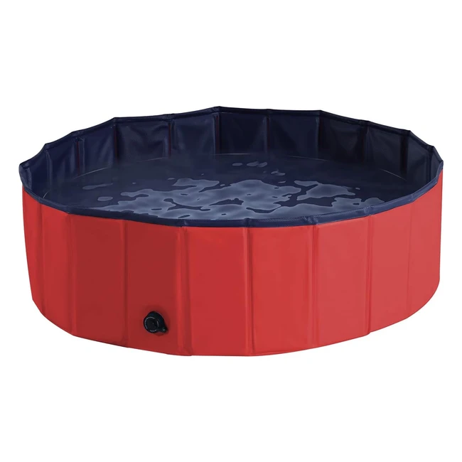 PawHut Foldable Dog Paddling Pool Redd01012rd 100 x 30h cm Indoor/Outdoor