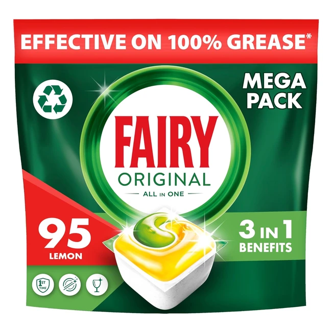 Fairy All-in-1 Lemon Dishwasher Tablets 114ct - Effective on Dried-on Grease