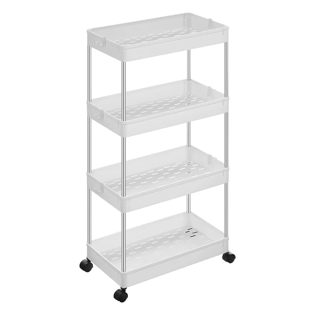 Songmics 4Tier Storage Trolley Rolling Cart with Wheels - White KSC10WT