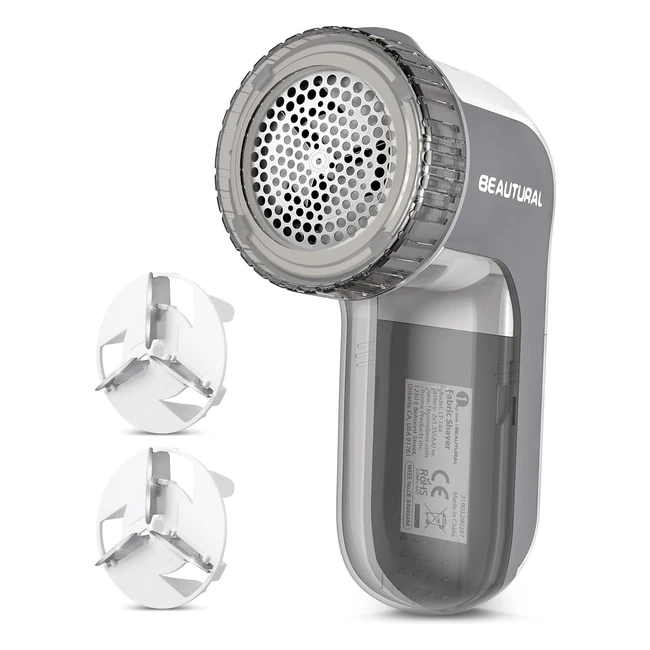 Beautural Levapelucchi Elettrico Portatile - Rimozione Pelucchi Vestiti e Mobili - 2 Velocit 2 Lame - Grigio