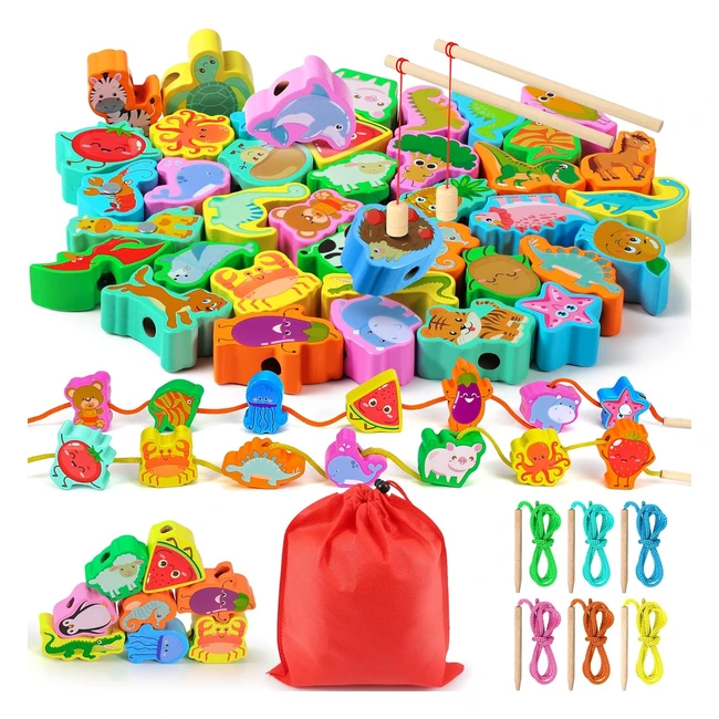 Giocattoli Montessori Ophy 48 Pezzi 2 in 1 Bambini 2 Anni Legno Compleanno 3 Ann