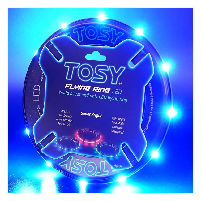 Tosy Flying Ring 12 LEDs Super Bright Auto Light Up Waterproof Frisbee - Cool Bi