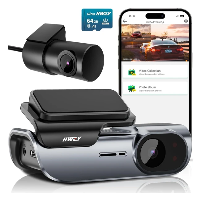 iiwey ey02 4k Dash Cam Front and Rear Built-in 5GHz WiFi Dual 4K 1080P Car Camer