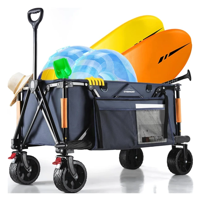 Carro playa plegable Overmont 150L 150kg con ruedas grandes