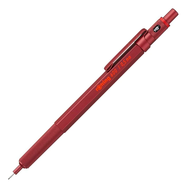 Rotring 600 Mechanical Pencil 05mm Red All-Metal Body - Hexagonal Barrel  Nons
