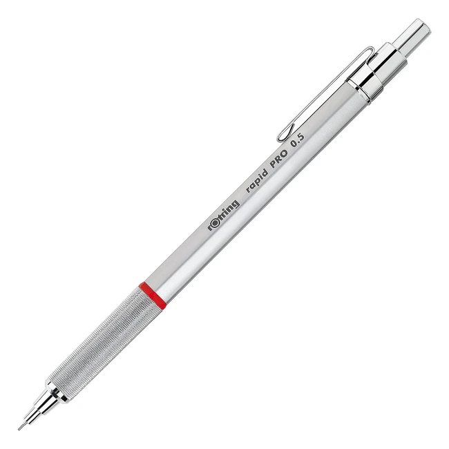 Rotring Rapid Pro Mechanical Pencil HB 0.5mm Lead Propelling Pencil - Reduced Lead Breakage - Silver Chrome