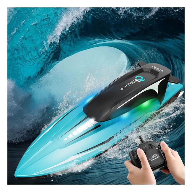 Barco Teledirigido 24GHz Alta Velocidad 20km/h RC Barcolancha con Luces Deslumbrantes y 2 Baterías