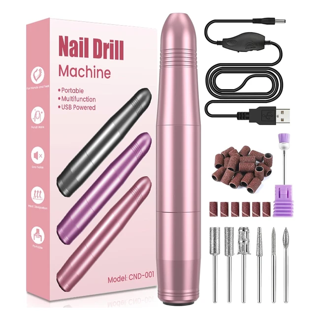 Professional Electric Nail Drill - Portable E File 20000rpm - Manicure Pedicure 